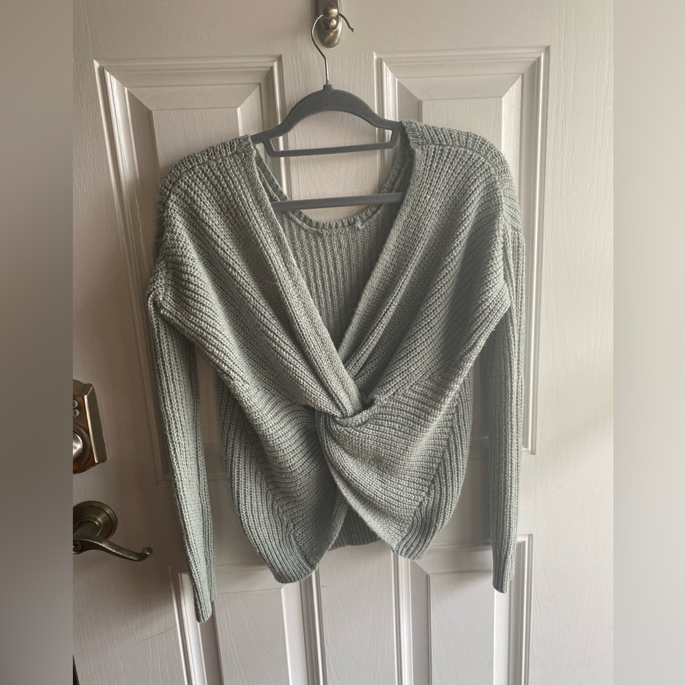 Twist detailed sea foam sweater